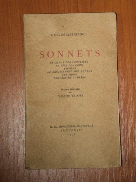 SONNETS par I. GR. PERIETZEANOU  1938