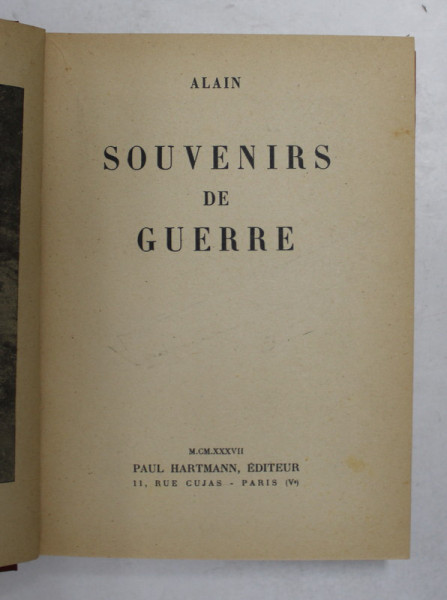 SOUVENIRS DE GUERRE par ALAIN , 1937