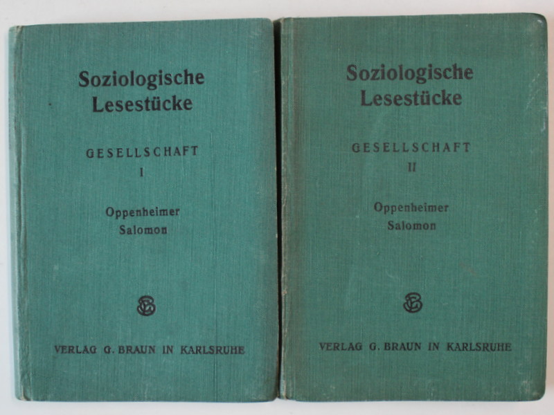 SOZIOLOGISCHE LESESTUCKE ( LECTURI SOCIOLOGICE  ) von OPPENHEIMER und SALOMON , TEXT IN LIMBA GERMANA , 1926, VEZI DESCRIERE !