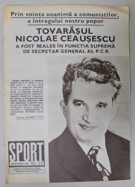 SPORT , REVISTA ILUSTRATA  A CONSILIULUI  NATIONAL PENTRU EDUCATIE FIZICA SI SPORT , NR. 11 , 1984