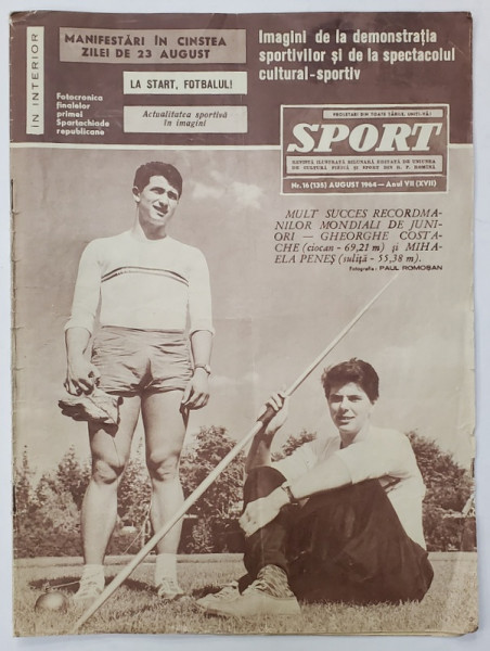 SPORT , REVISTA ILUSTRATA BILUNARA , NR. 16 , AUGUST ,  1964