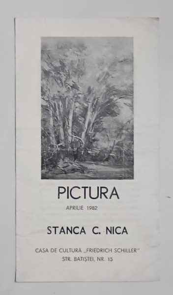 STANCA C. NICA , PICTURA , PLIANT DE EXPOZITIE , 1982