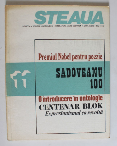 STEAUA , REVISTA A UNIUNII SCRIITORILOR , LITERATURA , ARTA , CULTURA , NR. 11 , 1980