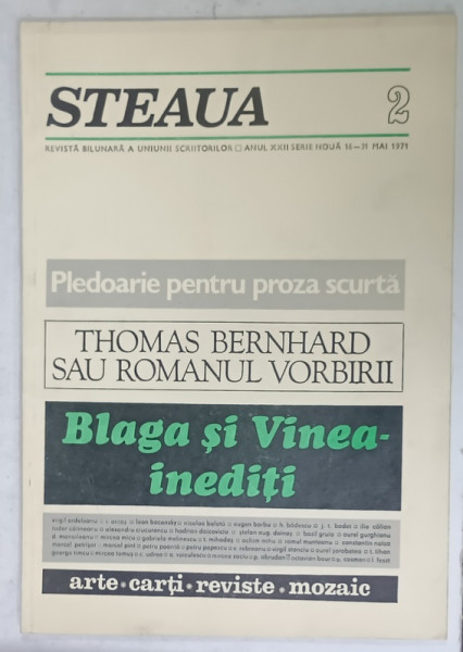 STEAUA , REVISTA BILUNARA A UNIUNII SCRIITORILOR , NR. 2 , 1971