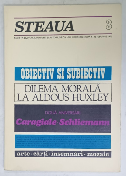 STEAUA , REVISTA BILUNARA A UNIUNII SCRIITORILOR , NR. 3 , 1972
