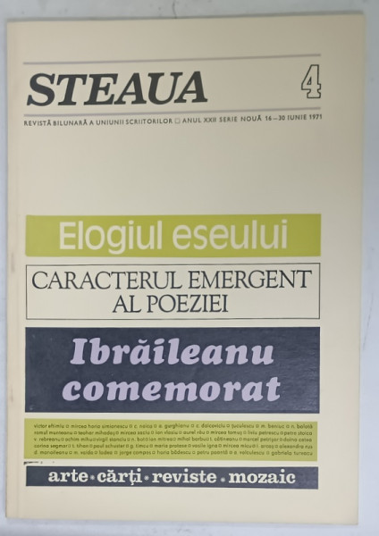 STEAUA , REVISTA BILUNARA A UNIUNII SCRIITORILOR , NR. 4 , 1971