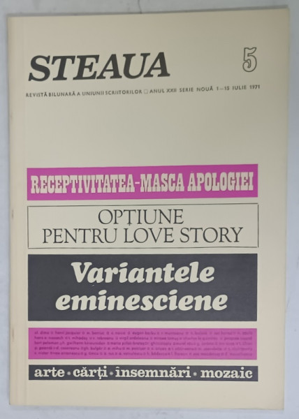STEAUA , REVISTA BILUNARA A UNIUNII SCRIITORILOR , NR. 5 , 1971