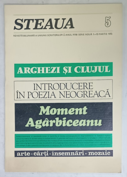 STEAUA , REVISTA BILUNARA A UNIUNII SCRIITORILOR , NR. 5 , 1972