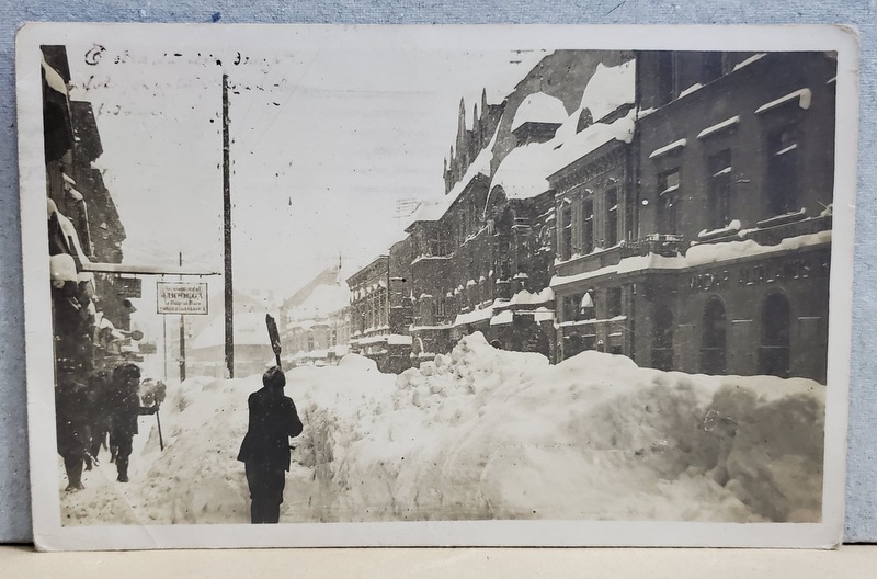 STRADA IN BRASOV , INZAPEZITA , DE ZIUA SF. IOAN , CARTE POSTALA , INTERBELICA