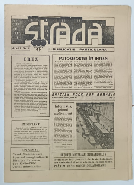 STRADA , PUBLICATIE PARTICULARA , ANUL I , NR. 1 , 1990