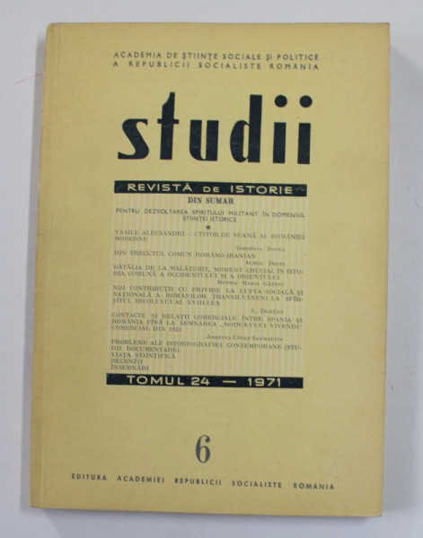 STUDII - REVISTA DE ISTORIE , TOMUL 24 , NR.  6 , 1971