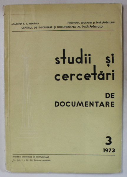 STUDII SI CERCETARI DE DOCUMENTARE , NR.3 , 1973