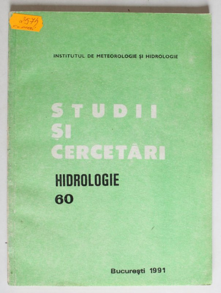 STUDII SI CERCETARI , HIDROLOGIE , VOLUMUL 60 , 1991