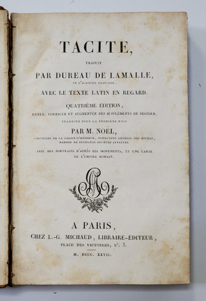 TACITE, TRADUIT PAR DUREAU DE LAMALLE - PARIS, 1827