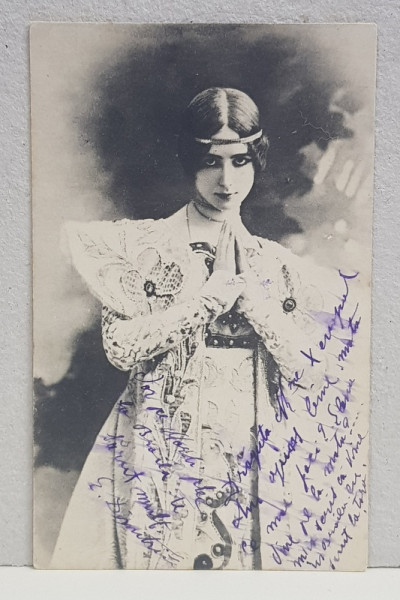 TANARA IN COSTUM ORIENTAL , CARTE POSTALA ILUSTRATA , DESTINATAR ELIZA XENOPOL *  , CIRCULATA , CLASICA , DATATA 1903