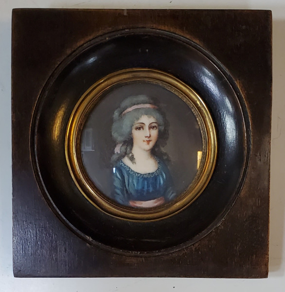 TANARA IN ROCHIE ALBASTRA, MINIATURA PICTATA PE FILDES, SECOL 19