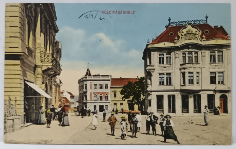 TARGU SECUIESC , LOCALNICI PE STRADA , IN CENTRU , CARTE POSTALA ILUSTRATA , DATATA  1913