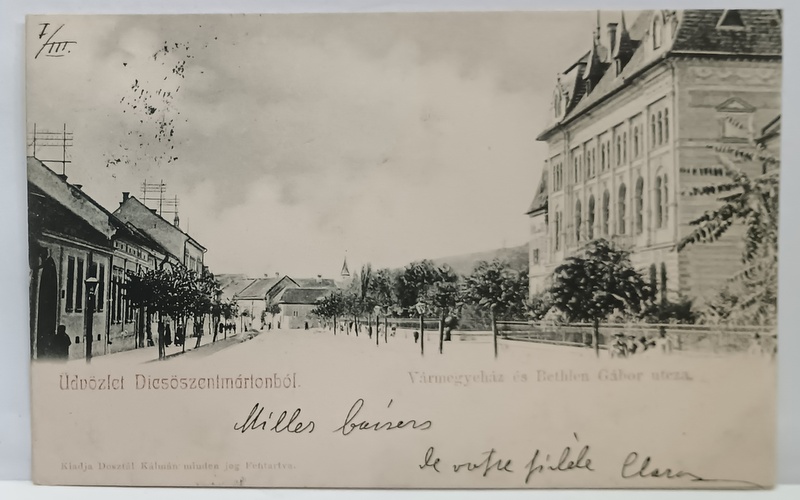 TARNAVENI , PREFECTURA SI STRADA BETHLEN GABOR , CARTE POSTALA , CLASICA , 1903