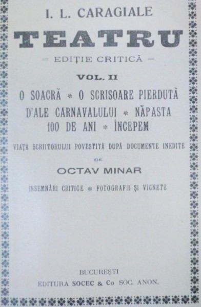 TEATRU-I.L. CARAGIALE  VOL 2  1924