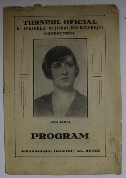 TEATRUL NATIONAL , CAIET PROGRAM PENTRU TURNEU , 1929