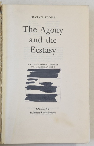 THE AGONY AND THE ECSTASY by IRVING STONE,  1961