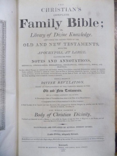 The Christian's complete Family Bible, Liverpool 1809