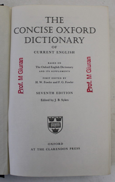 THE CONCISE OXFORD DICTIONARY OF CURRENT ENGLISH , 1984