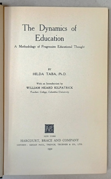 THE DYNAMICS OF EDUCATION by HILDA TABA , 1932