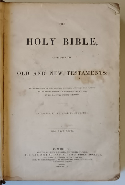 THE HOLY BIBLE , CONTAINING THE OLD AND NEW TESTAMENTS , 1837 ( VEZI DESCRIERE ! )