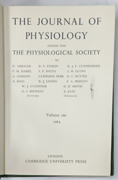 THE JOURNAL OF PHYSIOLOGY , VOLUME 166 ,  1963