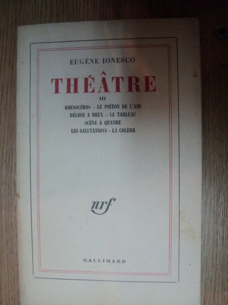 THEATRE VOL III de EUGEN IONESCO , 1966