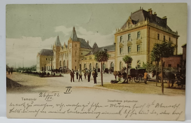TIMISOARA , GARA DIN JOSEFIN , CARTE POSTALA  ILUSTRATA , CROMOLITOGRAFIE , CLASICA