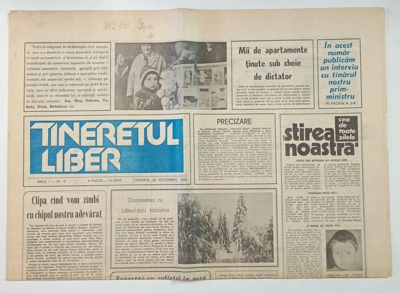 TINERETUL LIBER , ZIAR , 30 DECEMBRIE , 1989