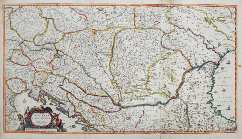 Totius Regni Hungariae, Maximaeques Partis Danubii Fluminis, Regatul Ungariei si Fluviul Dunarea , Nicolaum Visscher, 1695