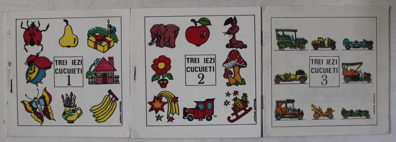 TREI IEZI CUCUIETI , CARTE DE COLORAT , VOLUMELE I - III , desene de ADRIAN ANDRIES , 1992