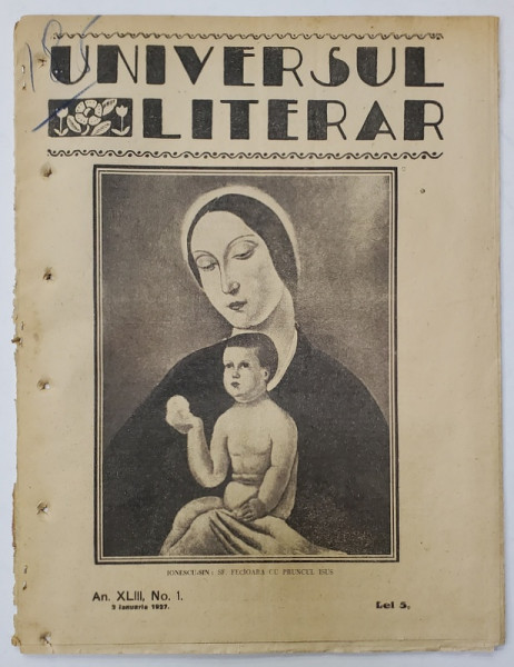 UNIVERSUL LITERAR, REVISTA , NR. 1 , 1927