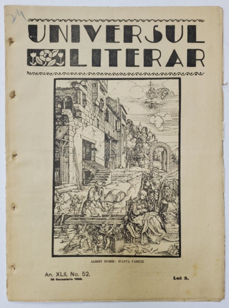 UNIVERSUL LITERAR, REVISTA , NR. 52 , 1926