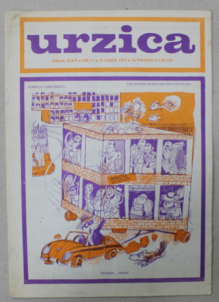 URZICA , REVISTA DE SATIRA SI UMOR , ANUL XXV , NR. 11 , 1973