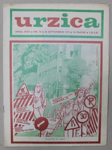 URZICA , REVISTA DE SATIRA SI UMOR , ANUL XXV , NR. 18 , 1973