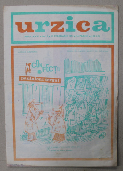 URZICA , REVISTA DE SATIRA SI UMOR , ANUL XXVI  , NR. 3 , 1974