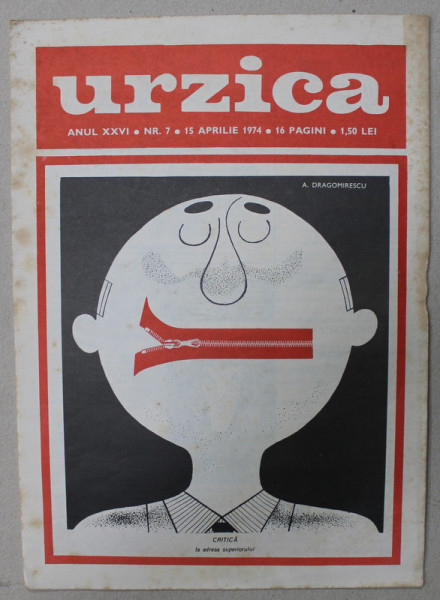 URZICA , REVISTA DE SATIRA SI UMOR , ANUL XXVI , NR. 7 , 1974