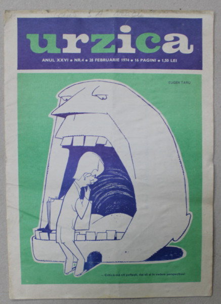 URZICA , REVISTA DE SATIRA SI UMOR , ANUL XXVI , NR.4 , 1974