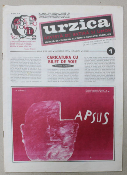 URZICA , REVISTA DE SATIRA SI UMOR , ANUL XXX , NR.1 , 1979