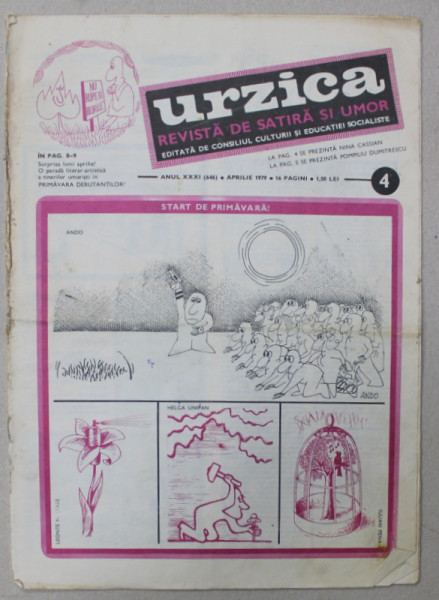 URZICA , REVISTA DE SATIRA SI UMOR , ANUL XXXI , NR.4 , 1979