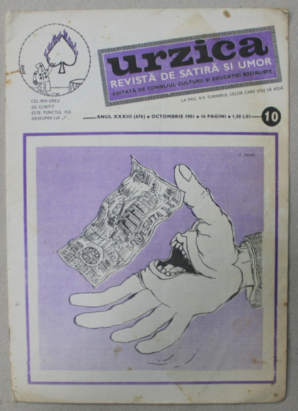 URZICA , REVISTA DE SATIRA SI UMOR , ANUL XXXIII , NR. 10 , 1981