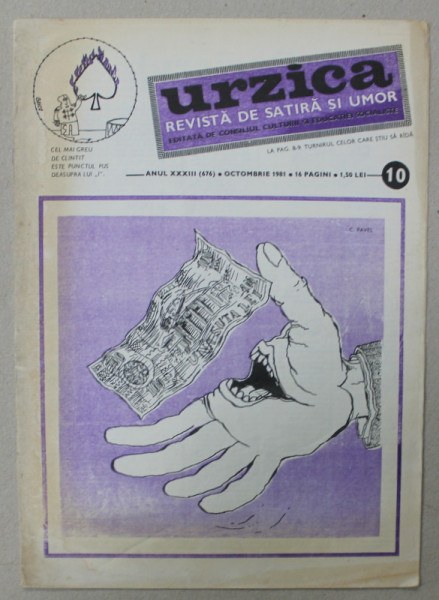 URZICA , REVISTA DE SATIRA SI UMOR , ANUL XXXIII , NR.10 , 1981