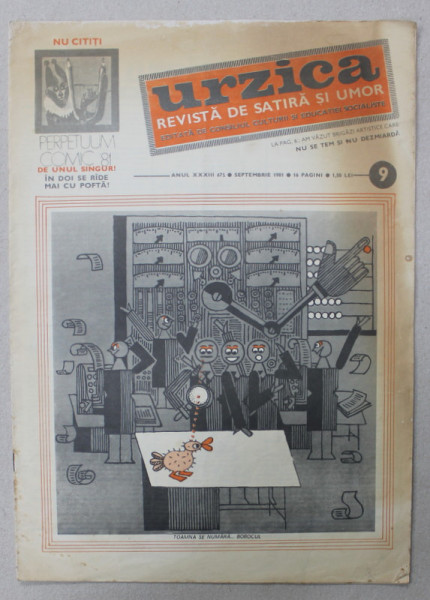 URZICA , REVISTA DE SATIRA SI UMOR , ANUL XXXIII , NR.9 , 1981