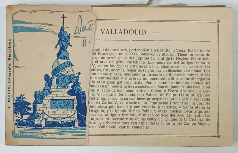 VALLADOLID  , MINIALBUM CU 19 CARTI POSTALE DETASABILE , FOTOGRAFII DE EPOCA , PERIOADA INTERBELICA, LIPSA FRAGMENT DIN COPERTA FATA