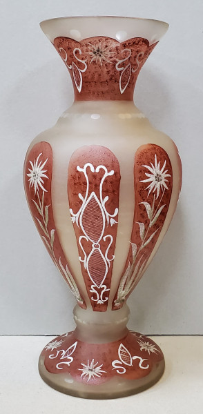 Vaza din sticla, pictata manual, Secol XX