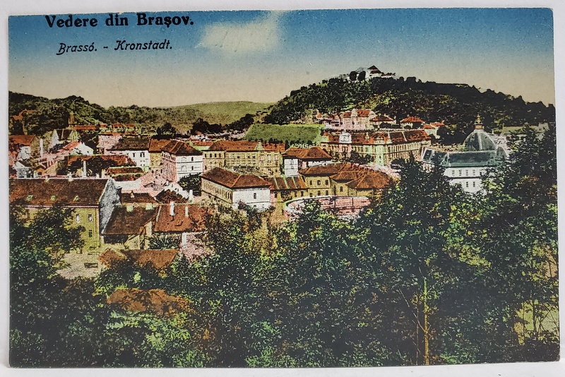 VEDERE DIN BRASOV , CARTE POSTALA , INCEPUTUL SEC. XX